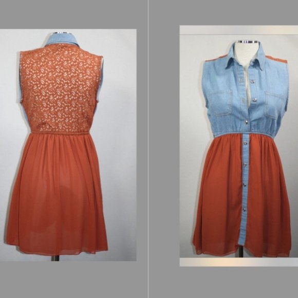 Orange & Denim Dress - Picture 1 of 13